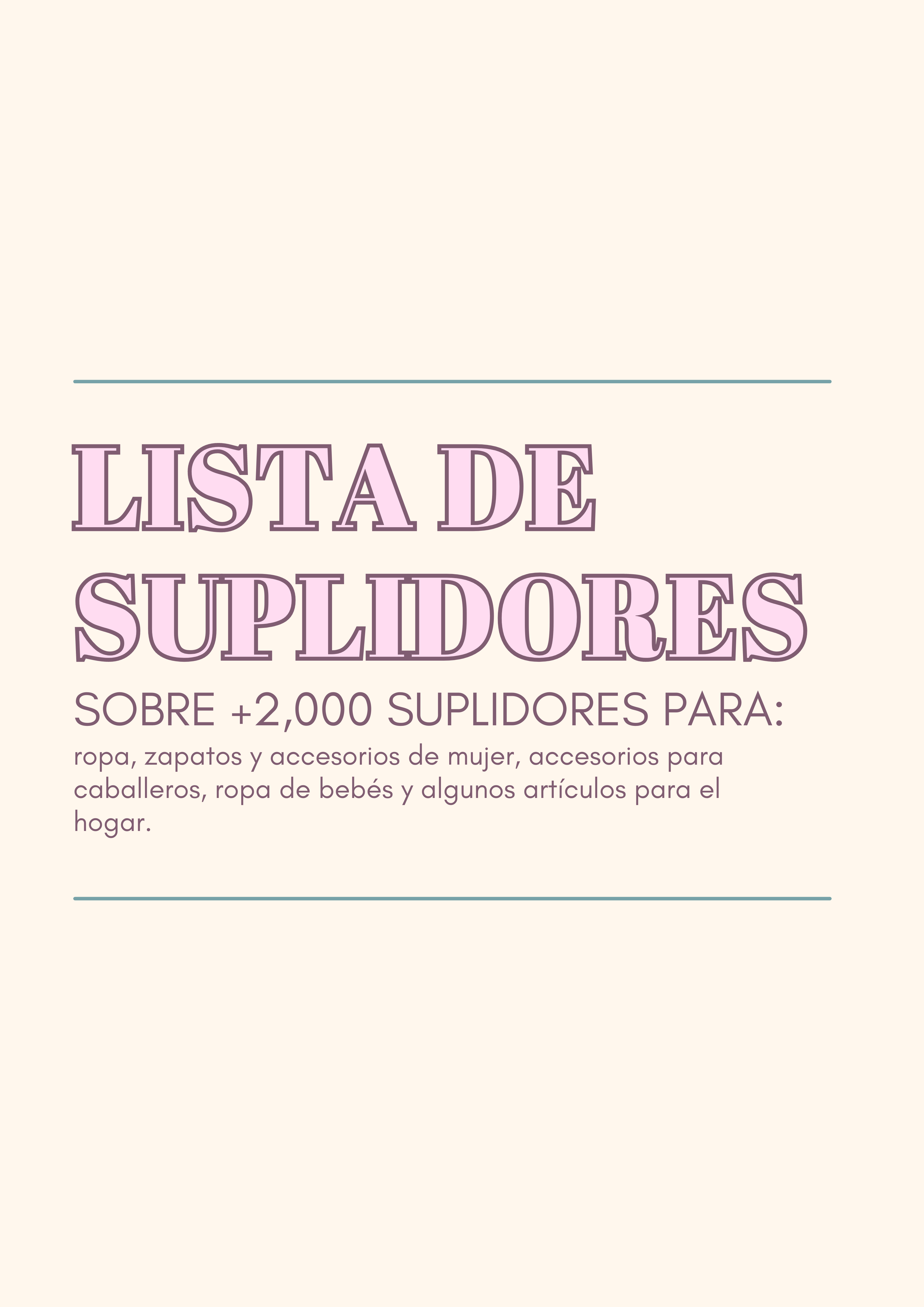 LISTA DE SUPLIDORES Delmar Boutique