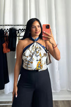 Load image into Gallery viewer, GOLDEN / BLUE SATIN BANDANA
