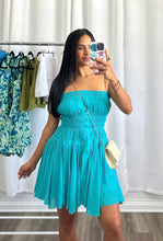 Load image into Gallery viewer, TURQUOISE LINEN DRESS

