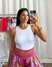Load image into Gallery viewer, WHITE RHINESTONES BODYSUIT

