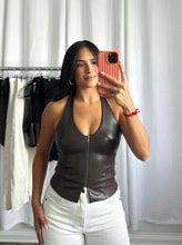 Load image into Gallery viewer, DARK BROWN LEATHER TOP
