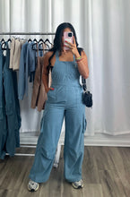 Load image into Gallery viewer, BLUE CARGO JUMPSUIT
