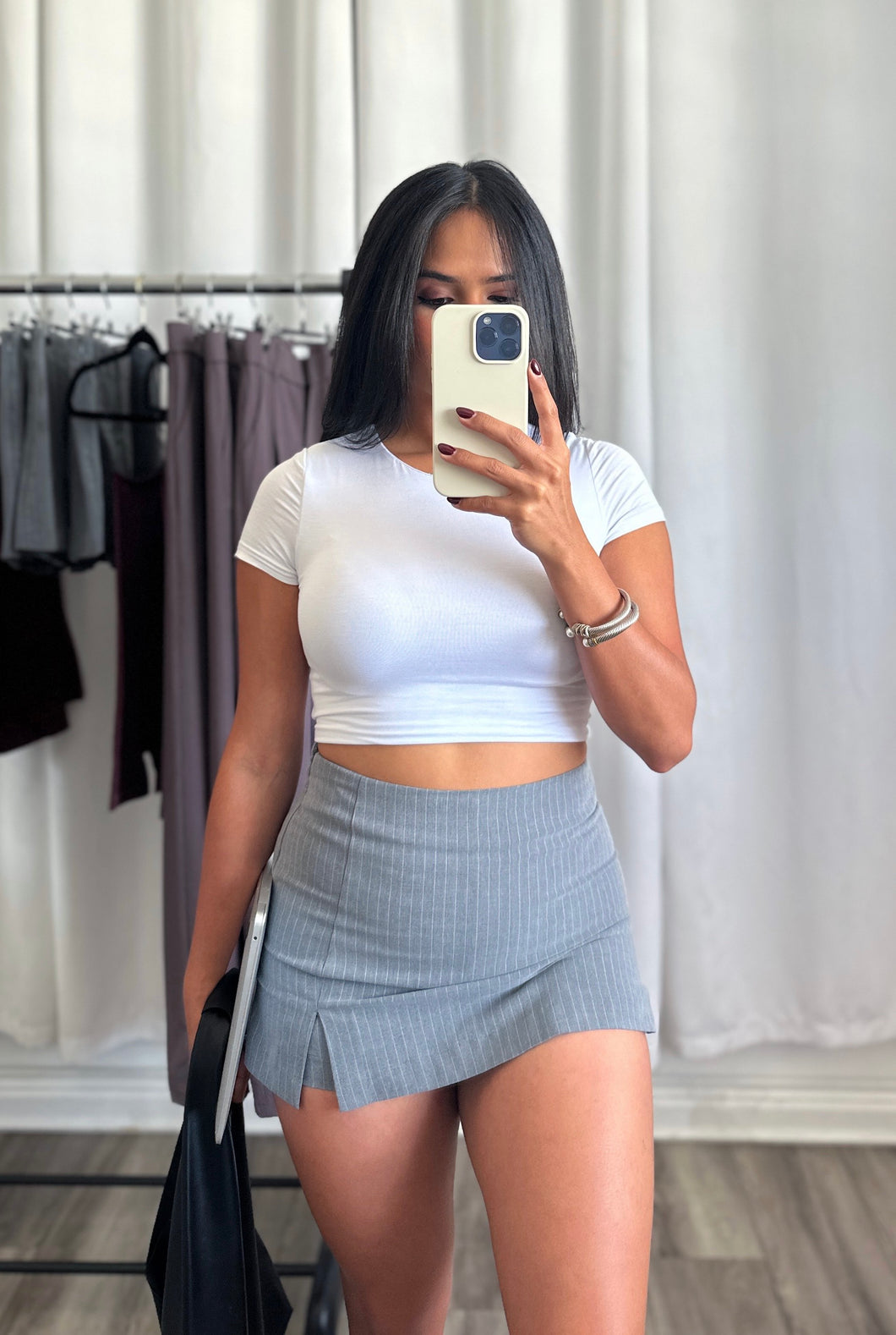 GREY STRIPED SKORT