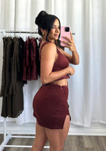 Load image into Gallery viewer, BURGUNDY TOP AND SKIRT SET

