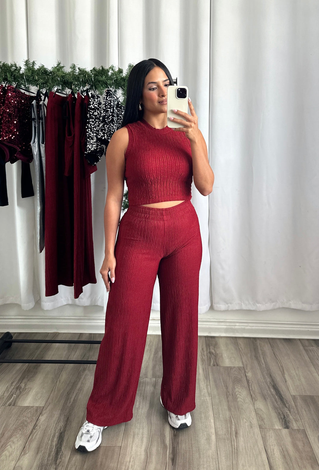 BURGUNDY PANTS SET