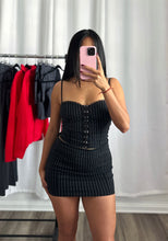 Load image into Gallery viewer, BLACK STRIPE SKIRT SET
