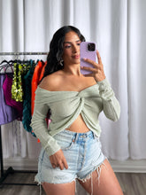 Load image into Gallery viewer, &quot;MARINA&quot; GREEN OFF SHOULDER TOP
