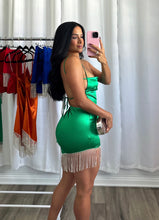 Load image into Gallery viewer, GREEN RHINESTONE DRESS
