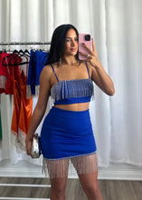 Load image into Gallery viewer, BLUE RHINESTONE SKIRT SET
