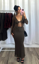 Load image into Gallery viewer, BROWN TOP AND MAXI SKIRT SET
