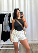 Load image into Gallery viewer, BEIGE STRIPED LINEN SHORTS

