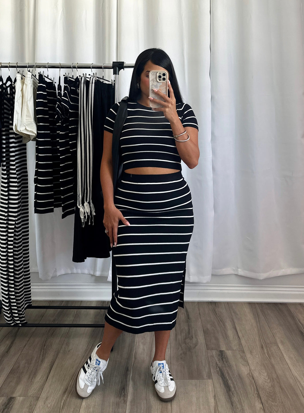 BLACK & WHITE SKIRT SET