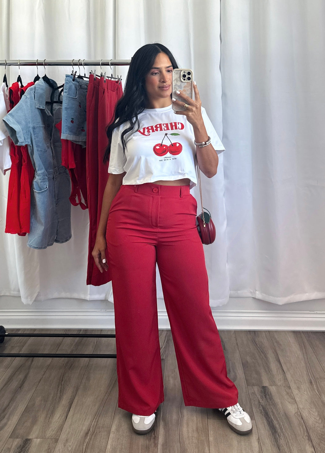 CHERRY RED PANTS