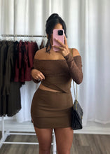 Load image into Gallery viewer, BROWN TOP AND SKIRT SET
