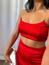 Load image into Gallery viewer, RED RHINESTONE SKIRT SET

