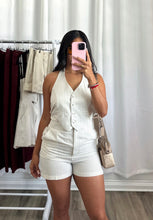 Load image into Gallery viewer, STRIPED LINEN VEST ROMPER
