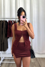 Load image into Gallery viewer, BURGUNDY TOP AND SKIRT SET

