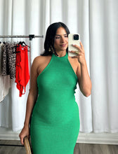 Load image into Gallery viewer, &quot;AMAZONIA&quot; HALTER NECK GREEN DRESS
