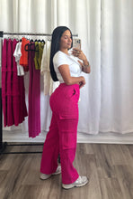 Load image into Gallery viewer, FUCHSIA CARGO PANTS
