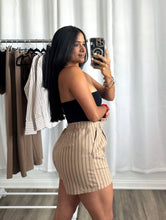 Load image into Gallery viewer, TAN STRIPED LINEN SHORTS
