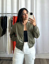 Load image into Gallery viewer, OLIVE LEATHER JACKET
