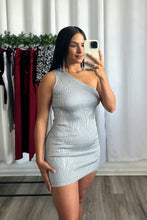 Load image into Gallery viewer, ONE SHOULDER SILVER DRESS
