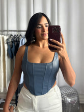 Load image into Gallery viewer, BLUE LEATHER CORSET
