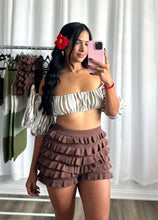 Load image into Gallery viewer, BROWN RUFFLE SHORTS

