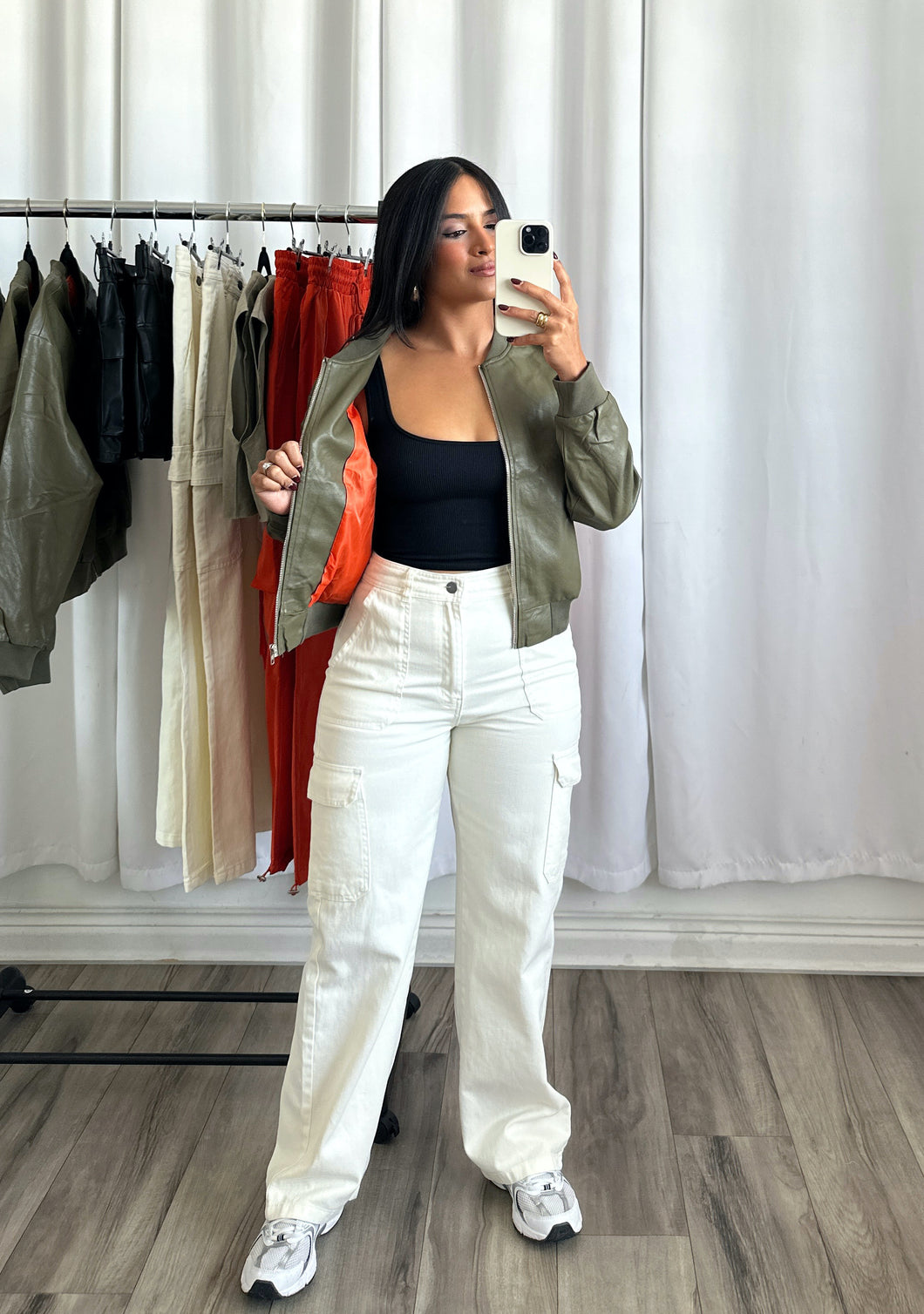 IVORY DENIM CARGO PANTS