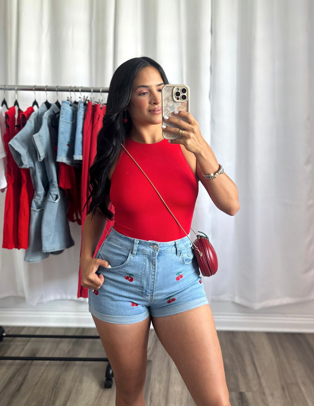 CHERRY DENIM SHORT