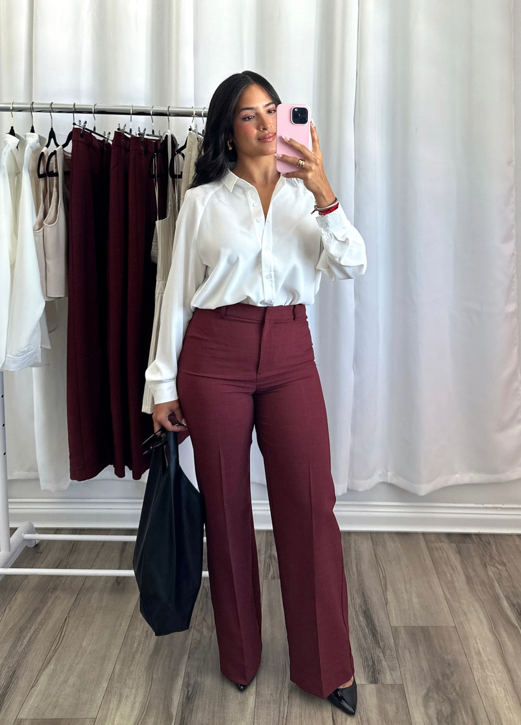 BURGUNDY HIGH WAISTED PANTS