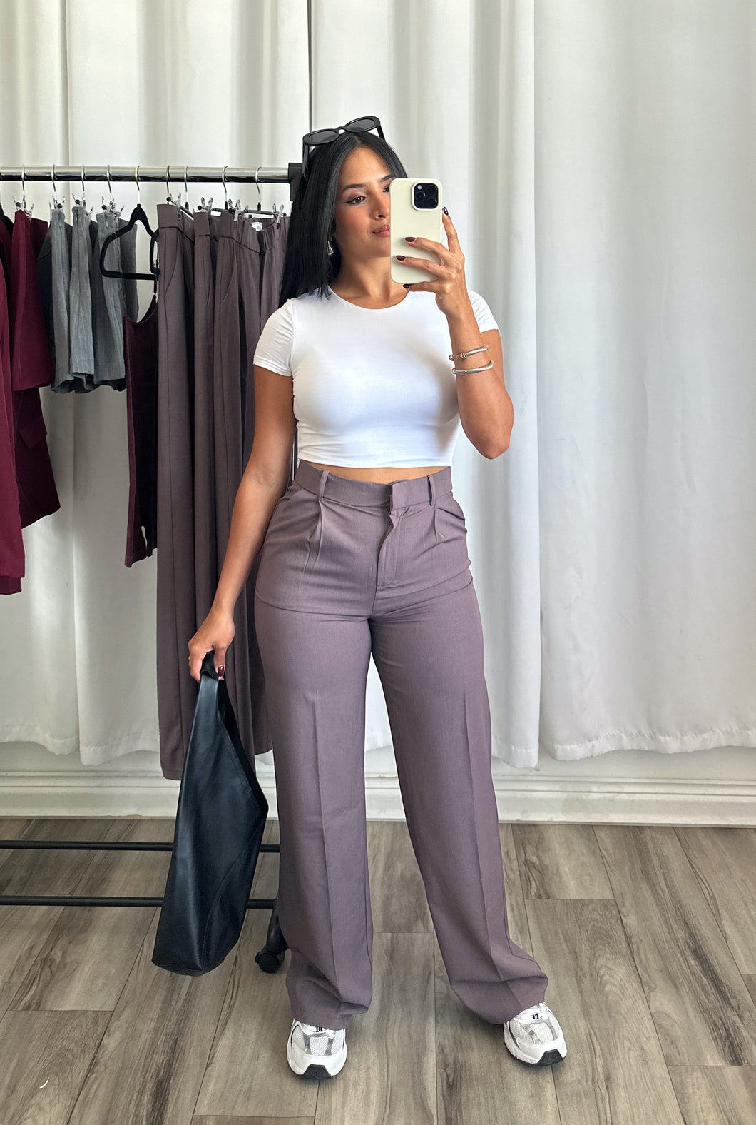 LIGHT BURGUNDY HIGH WAISTED PANTS