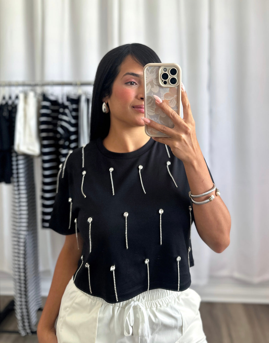 RHINESTONES BLACK TOP
