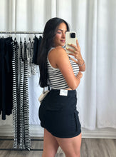 Load image into Gallery viewer, &quot;EXPLORE&quot; BLACK DENIM CARGO SKIRT
