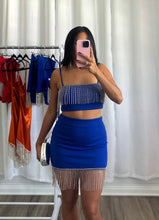Load image into Gallery viewer, BLUE RHINESTONE SKIRT SET
