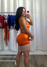Load image into Gallery viewer, ORANGE RHINESTONE DRESS
