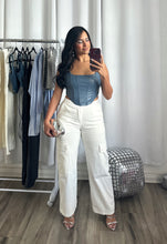 Load image into Gallery viewer, BLUE LEATHER CORSET
