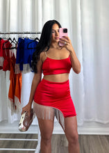 Load image into Gallery viewer, RED RHINESTONE SKIRT SET
