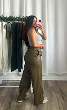 Load image into Gallery viewer, OLIVE LEATHER PANTS

