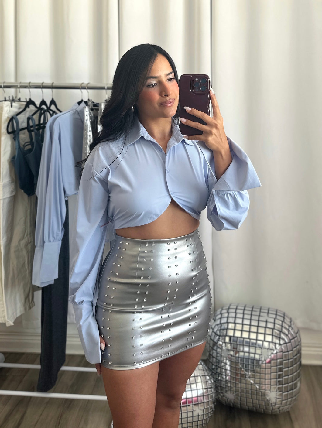 SILVER RHINESTONES SKIRT