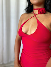 Load image into Gallery viewer, &quot;BORINQUEN&quot; RED DRESS WITH ROSE
