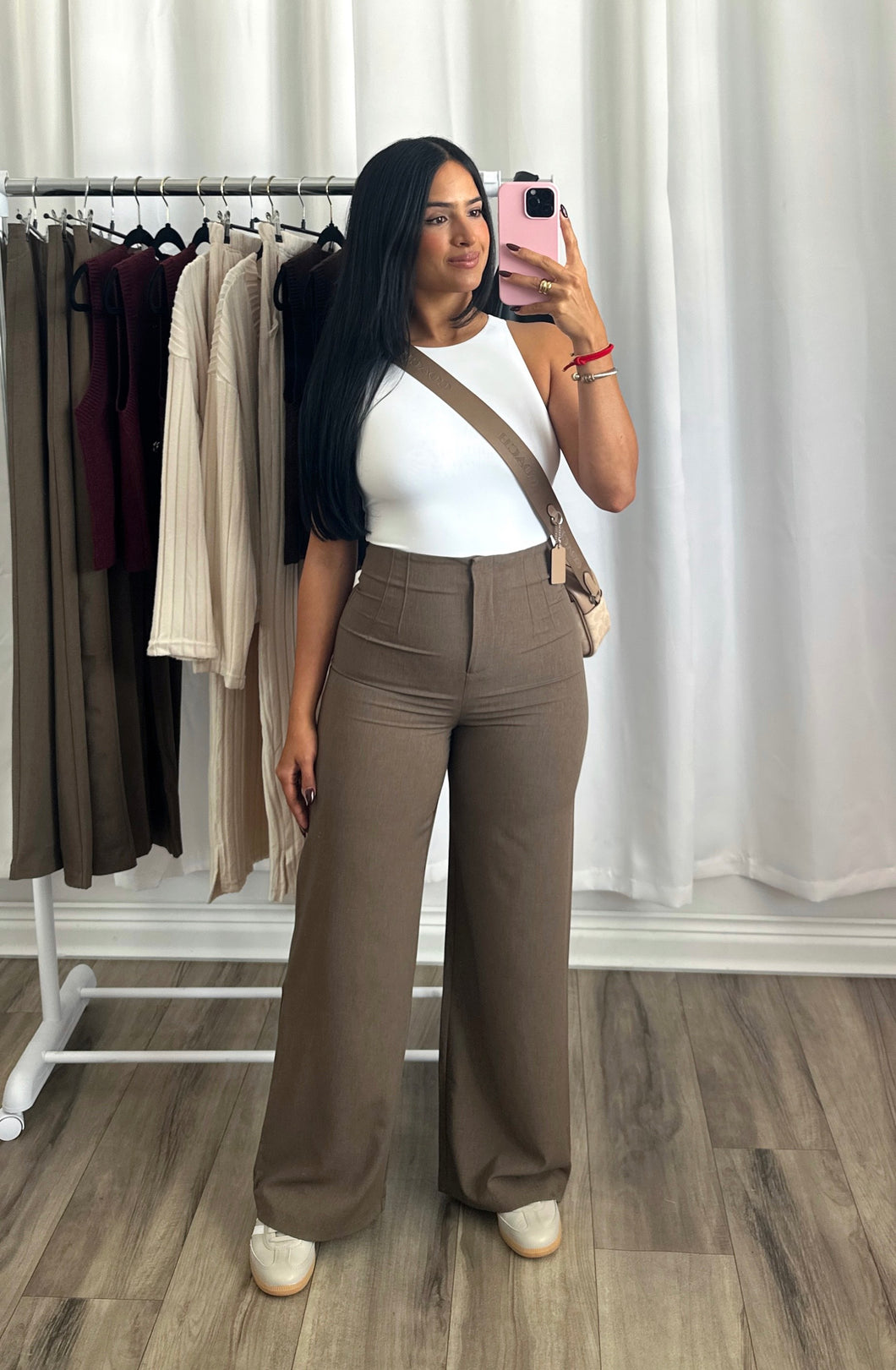 BROWN HIGH WAISTED PANTS