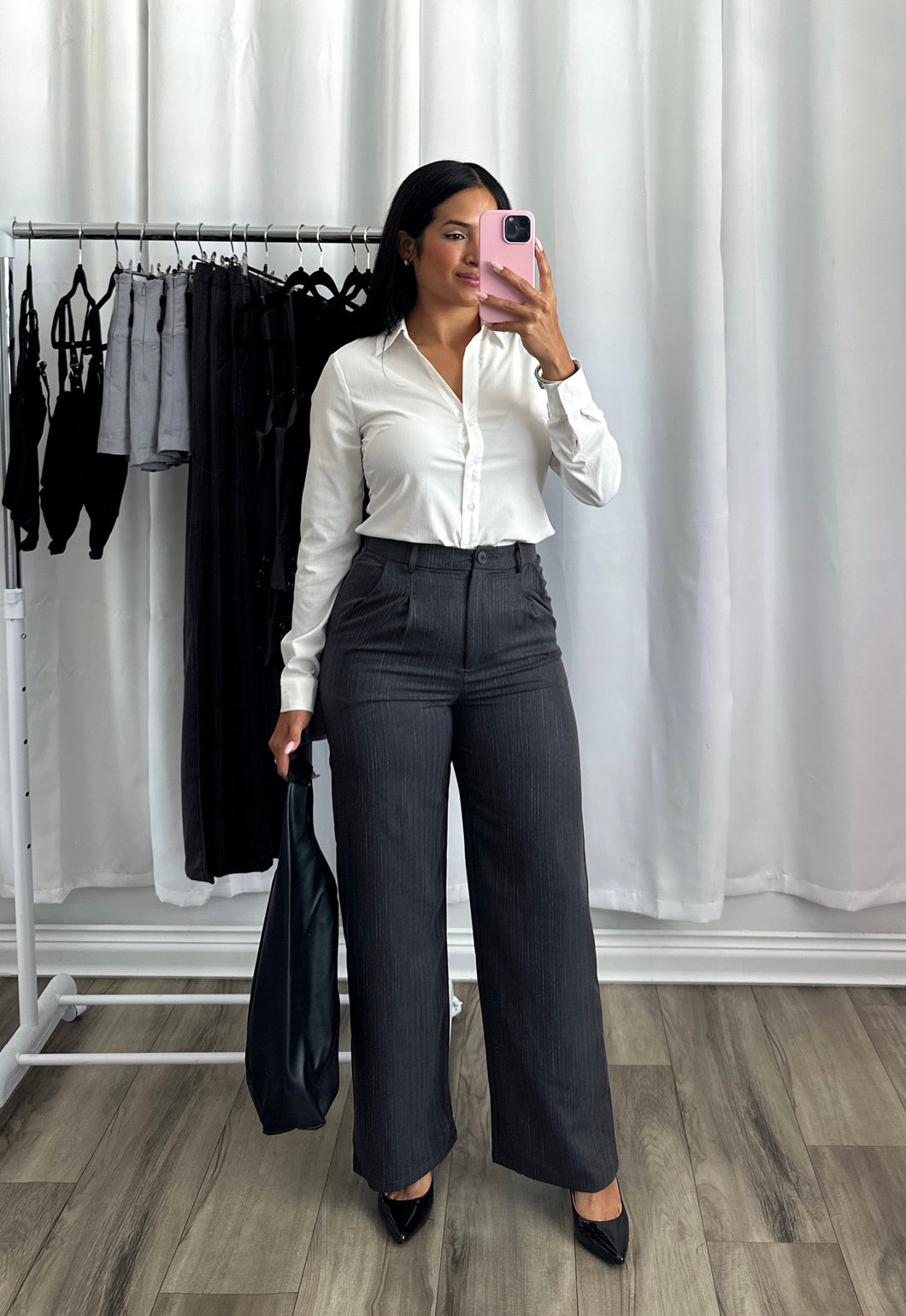 DARK GREY HIGH WAISTED PANTS