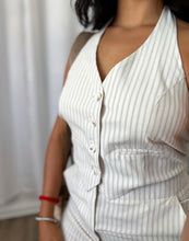 Load image into Gallery viewer, STRIPED LINEN VEST ROMPER
