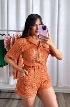 Load image into Gallery viewer, &quot;HELLO SPRING&quot; CROCHET ROMPER
