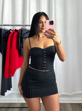 Load image into Gallery viewer, BLACK STRIPE SKIRT SET
