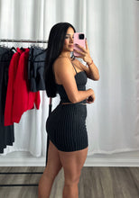 Load image into Gallery viewer, BLACK STRIPE SKIRT SET
