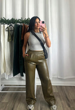 Load image into Gallery viewer, OLIVE LEATHER PANTS

