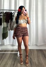 Load image into Gallery viewer, BROWN RUFFLE SHORTS
