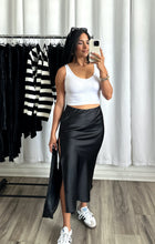 Load image into Gallery viewer, &quot;BLACK SATIN SKIRT&quot;
